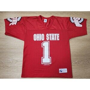 Vintage Logo 7 Ohio State Buckeyes #1 Jersey Mens Mediun 42-44 HTF Scarlet Gray
